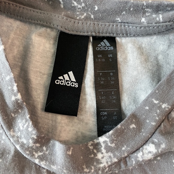 Adidas Twist Front Logo Crop Tank Acid Wash Grey Size S - Picture 7 of 8